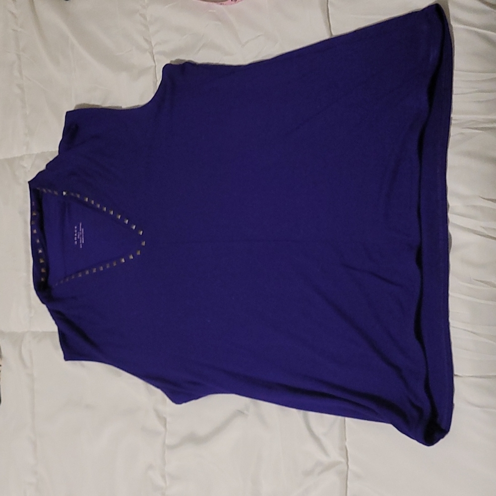 Grace purple top.  Bronze studs outline co…